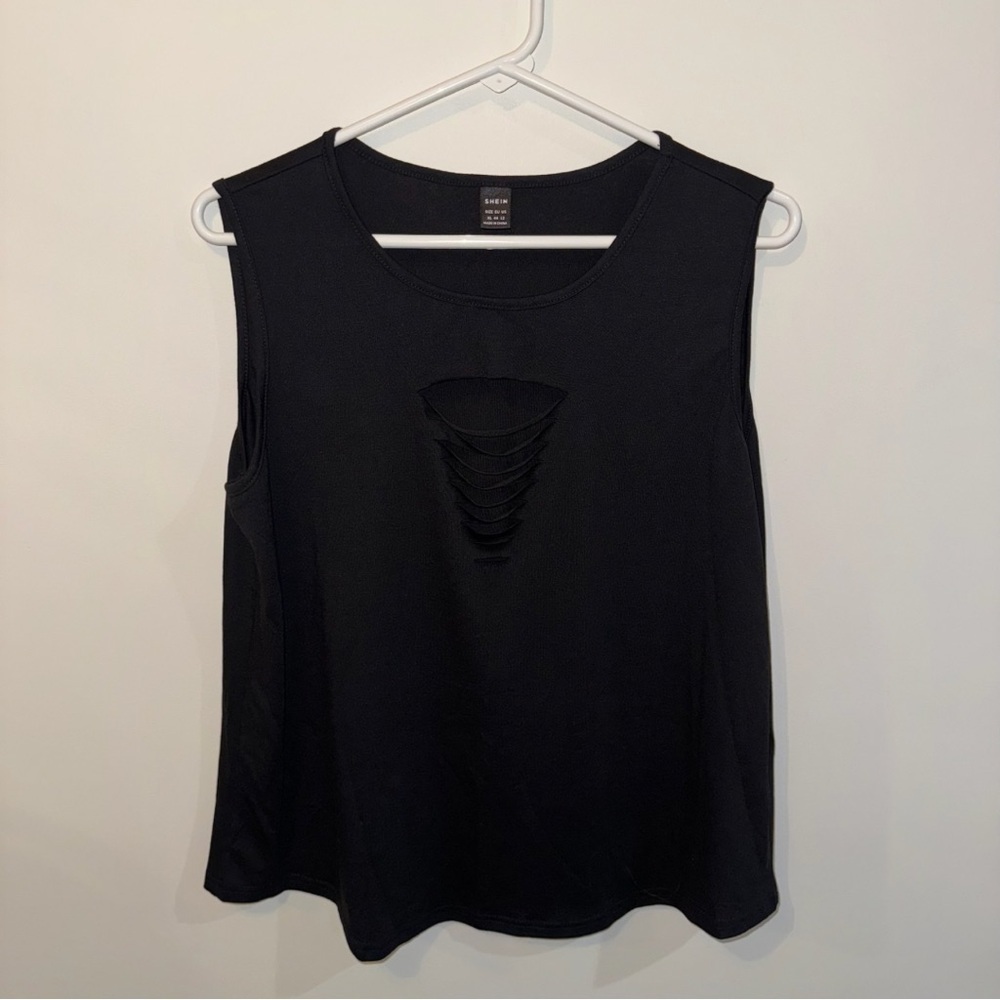 SHEIN Black Sleeveless Cut-Out Top